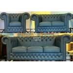 Chesterfield Lord 321 bőr ülőgarnitúra kékes, szürke színben Chesterfield Lord 321 bőr ülőgarnitúra kékes, szürke színben