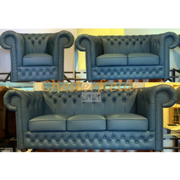Chesterfield Lord 321 bőr ülőgarnitúra kékes, szürke színben Chesterfield Lord 321 bőr ülőgarnitúra kékes, szürke színben