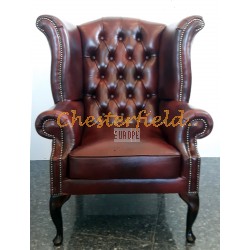 Chesterfield Queen fülesfotel Antikbordó A7