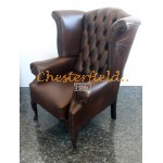 Chesterfield Queen fülesfotel Antik középbarna (A5 Mitte)