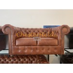 Chesterfield Classic 2-es bőrkanapé Antikwhisky C12