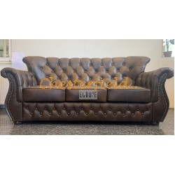Monk Chesterfield 3-as kanapé Antik középbarna (A5M)