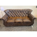 Monk Chesterfield 3-as kanapé Antik középbarna (A5M)