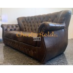 Monk Chesterfield 3-as kanapé Antik középbarna (A5M)