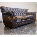 Monk Chesterfield 3-as kanapé Antik középbarna (A5M)