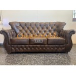 Monk Chesterfield 3-as kanapé Antik középbarna (A5M)