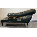 Chesterfield Recamiere Pompadour Chaise Lounge Baloldalas Antikzöld A8