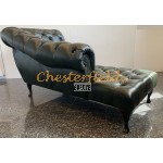 Chesterfield Recamiere Pompadour Chaise Lounge jobboldalas Antikzöld A8