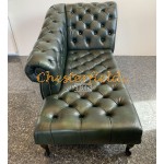 Chesterfield Recamiere Pompadour Chaise Lounge jobboldalas Antikzöld A8