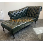 Chesterfield Recamiere Pompadour Chaise Lounge jobboldalas Antikzöld A8