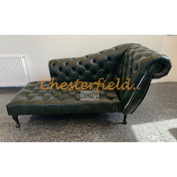 Chesterfield Recamiere Pompadour Chaise Lounge jobboldalas Antikzöld A8