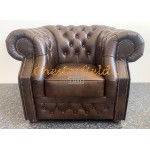 Chesterfield Windsor fotel Antik középbarna A5M