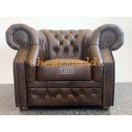 Chesterfield Windsor fotel Antik középbarna A5M