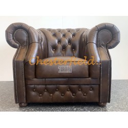 Chesterfield Windsor fotel Antik középbarna A5M
